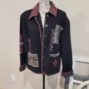 Vintage Flashback Black Woven 100% Cotton Jacket Womens Size M